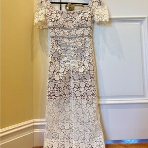 Self-Portrait White Lace Midi Dress